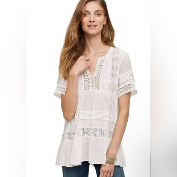 Anthropologie | Maeve Tiered Lace Tunic - Picture 3 of 7
